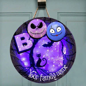 Boo Nightmare Custom Round Wood Sign | Home Decoration | Waterproof | WN1093-Gerbera Prints.