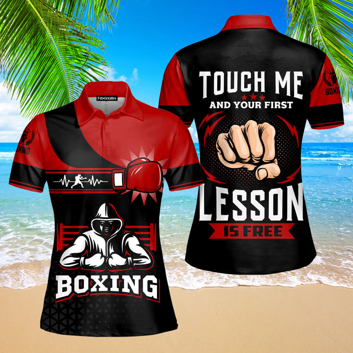 Boxing Lover Your First Lesson Is Free Polo Shirt For Women