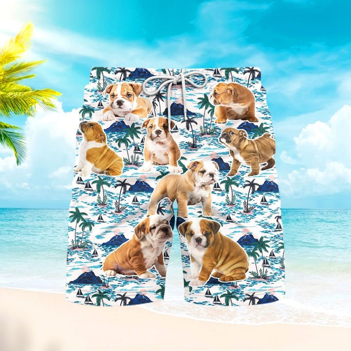 Bull Dog Puppy Beach Shorts For Men