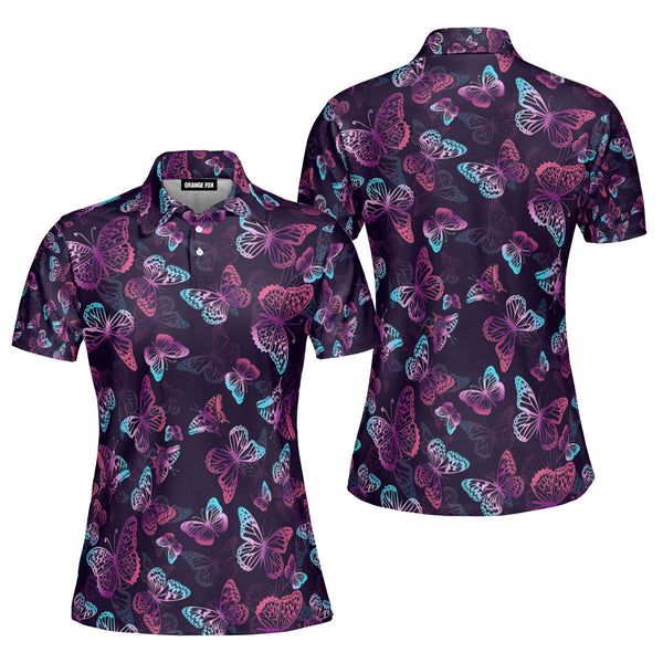 Butterfly - Gift for Women, Butterfly Lovers, Insects Lovers - Colorful Neon Butterflies Polo Shirt