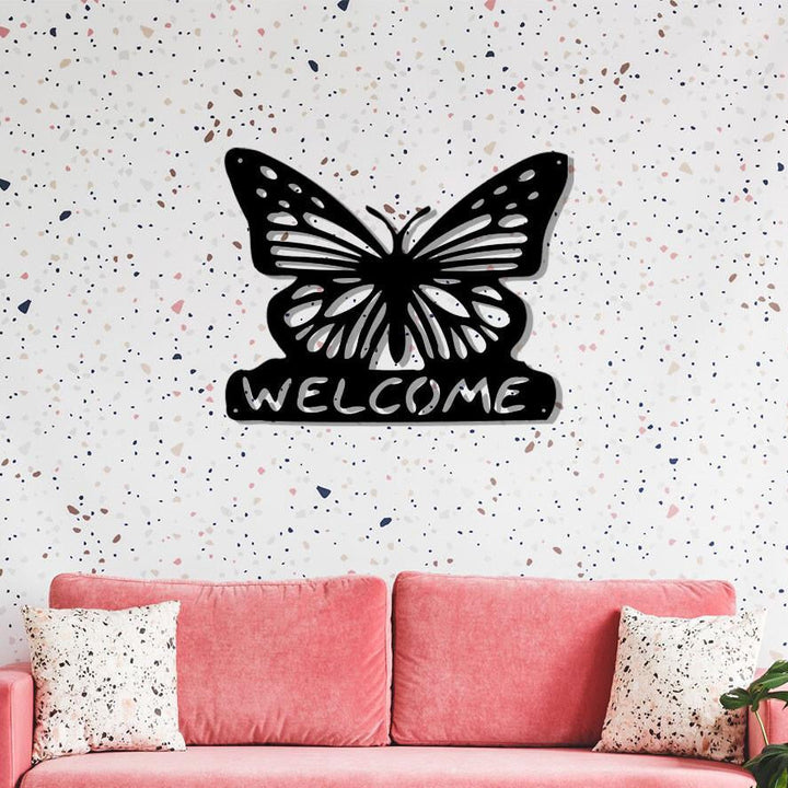 Butterfly Welcome Metal Sign