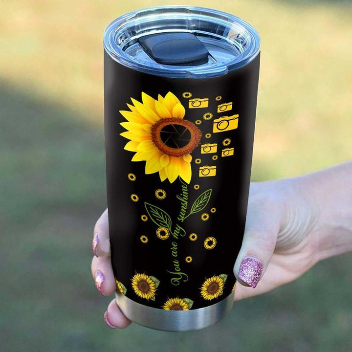 Camera Sunflower Stainless Steel Tumbler Cup | Travel Mug | TC4492