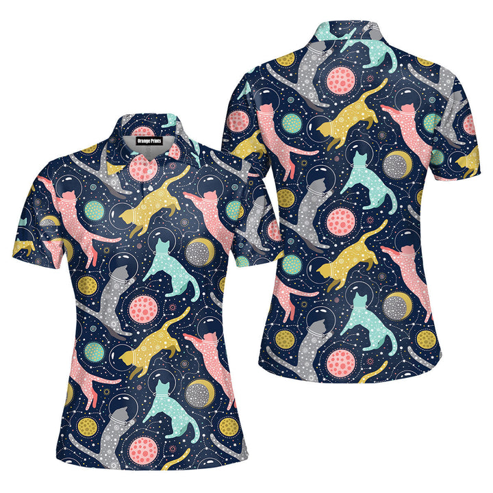 Cats Space Cosmic Polo Shirt For Women