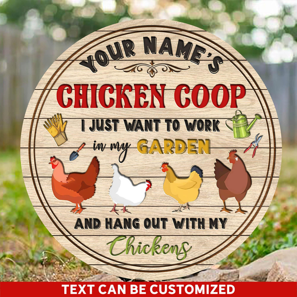 Chicken Coop Custom Round Wood Sign | Home Decoration | Waterproof | WN1256-Colorful-Gerbera Prints.
