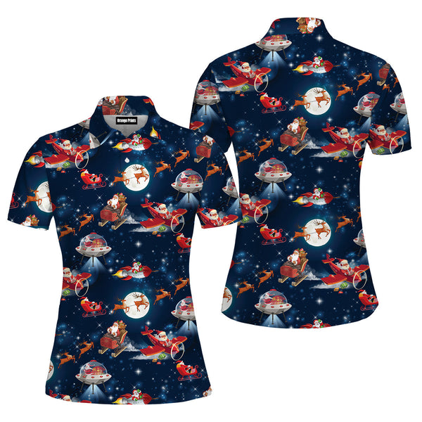 Christmas In Space Polo Shirt For Women