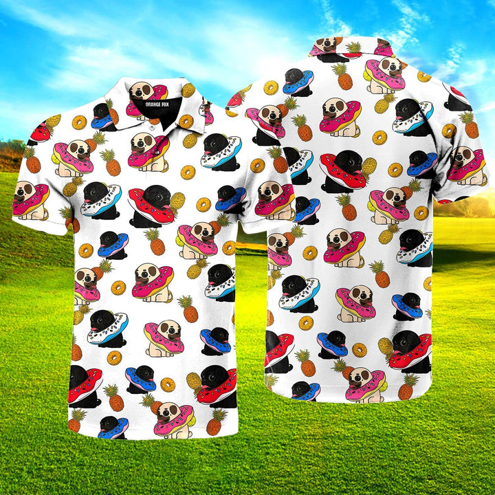 Colorful Bulldog Donuts Polo Shirt For Men