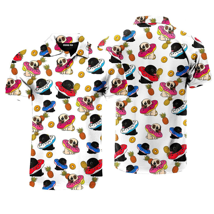 Colorful Bulldog Donuts Polo Shirt For Men