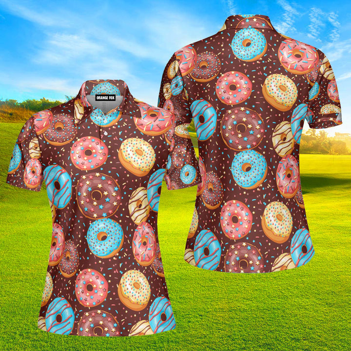 Colorful Donut Sprinkles Sweet Polo Shirt For Women