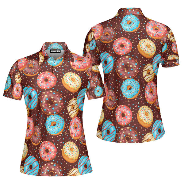 Colorful Donut Sprinkles Sweet Polo Shirt For Women