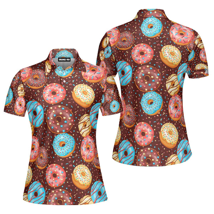 Colorful Donut Sprinkles Sweet Polo Shirt For Women