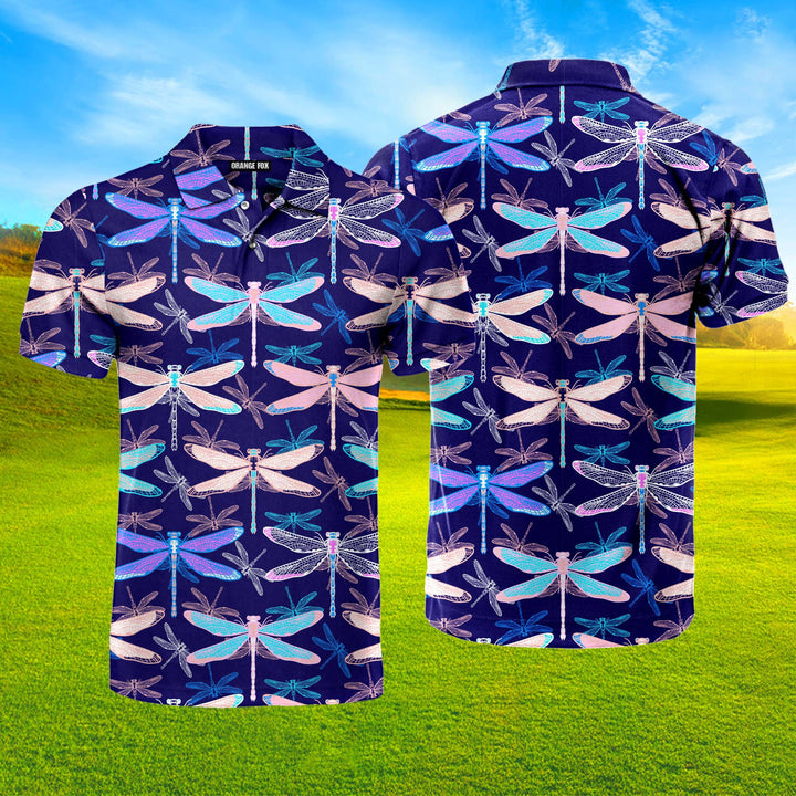 Colorful Dragonflies Insect Polo Shirt For Men