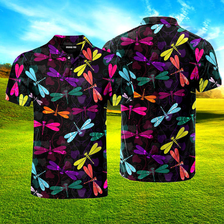 Colorful Dragonfly Polo Shirt For Men