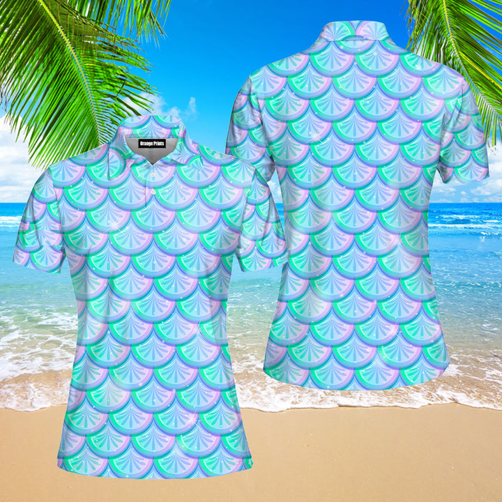 Colorful Mermaid Scales Polo Shirt For Women