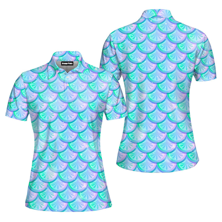 Colorful Mermaid Scales Polo Shirt For Women