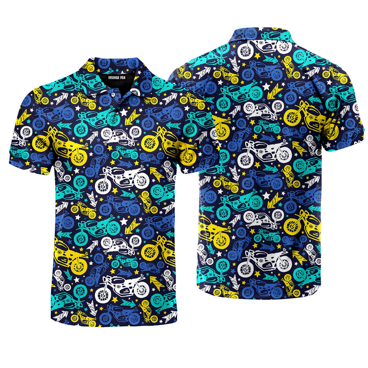 Colorful Motorcycles Polo Shirt For Men