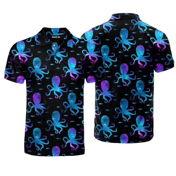 Colorful Neon Octopus Polo Shirt For Men