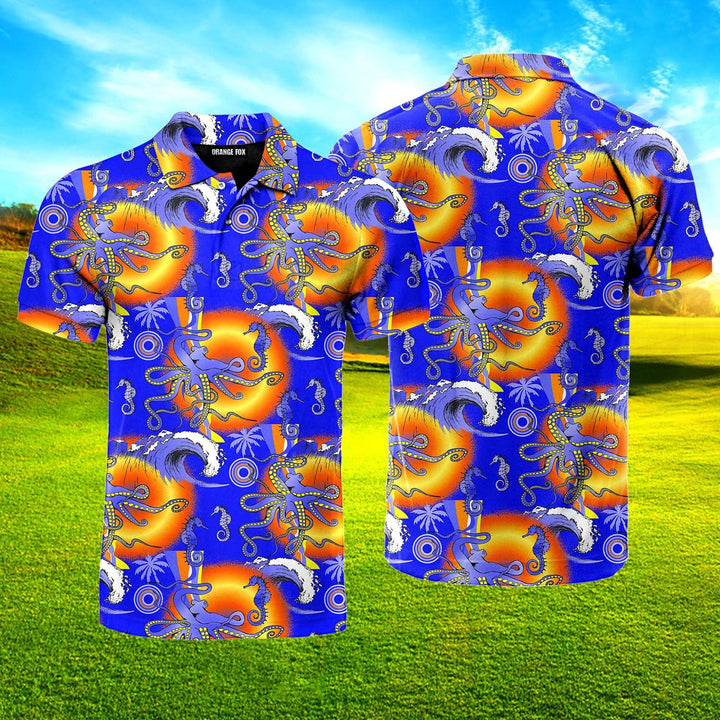 Colorful Octopus Polo Shirt For Men