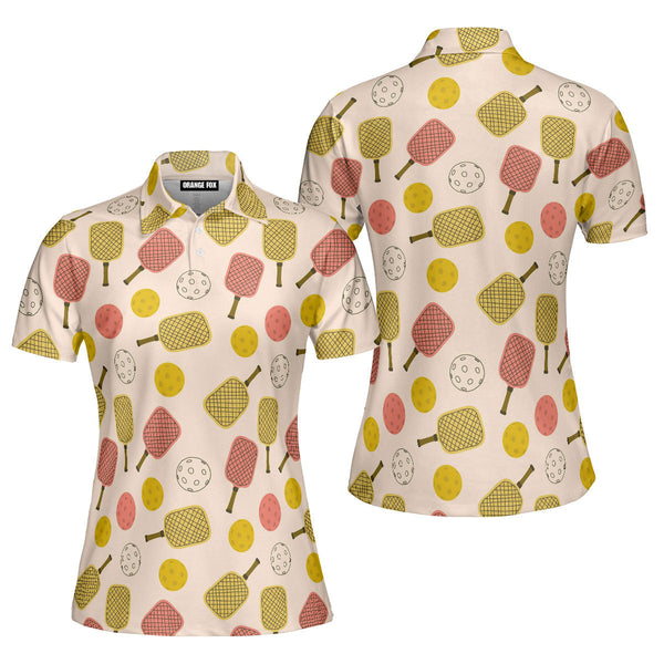 Colorful Pickleball Paddle Polo Shirt For Women