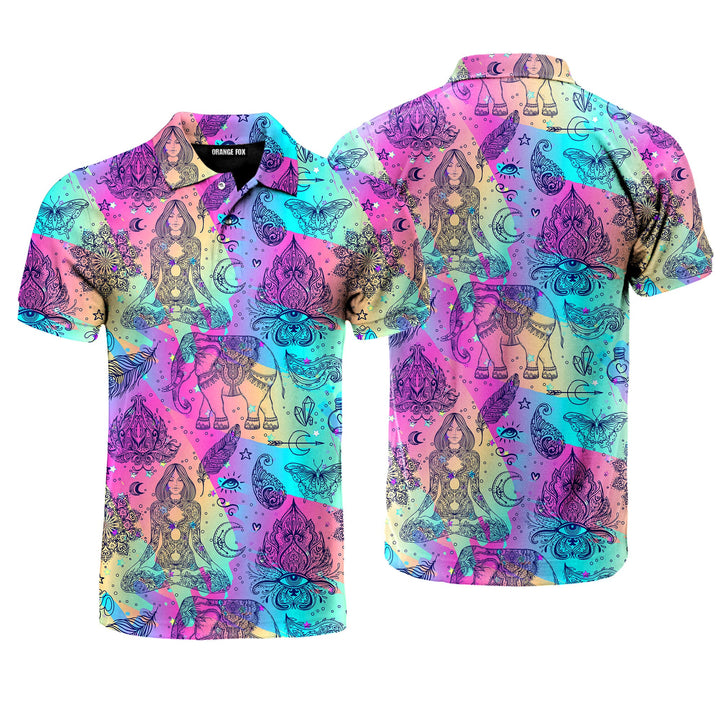 Colorful Rainbow Boho Style Polo Shirt For Men