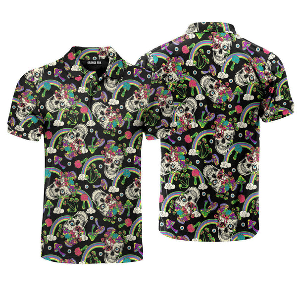Colorful Skull Mushrooms Eyeballs Polo Shirt For Men