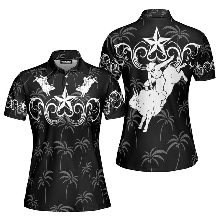 Cowboy Cowgirl - Gift For Cowboys Cowgirls - Bull Riding Black Star Western Polo Shirt For Women