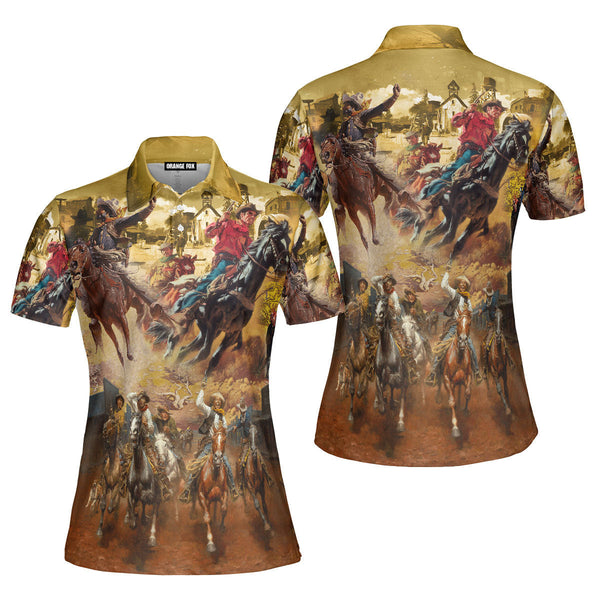 Cowboy Cowgirl - Gift For Cowboys Cowgirls - Real Men Ride Horses Polo Shirt For Women