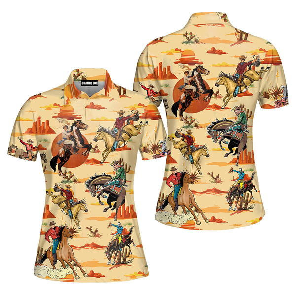 Cowboy Cowgirl - Gift For Cowboys Cowgirls - Vintage Horse Riding Polo Shirt For Women