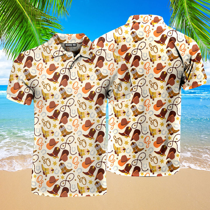 Cowboy Cowgirl - Gift For Western Lovers - Flat Western Items Retro Vintage Polo Shirt For Men