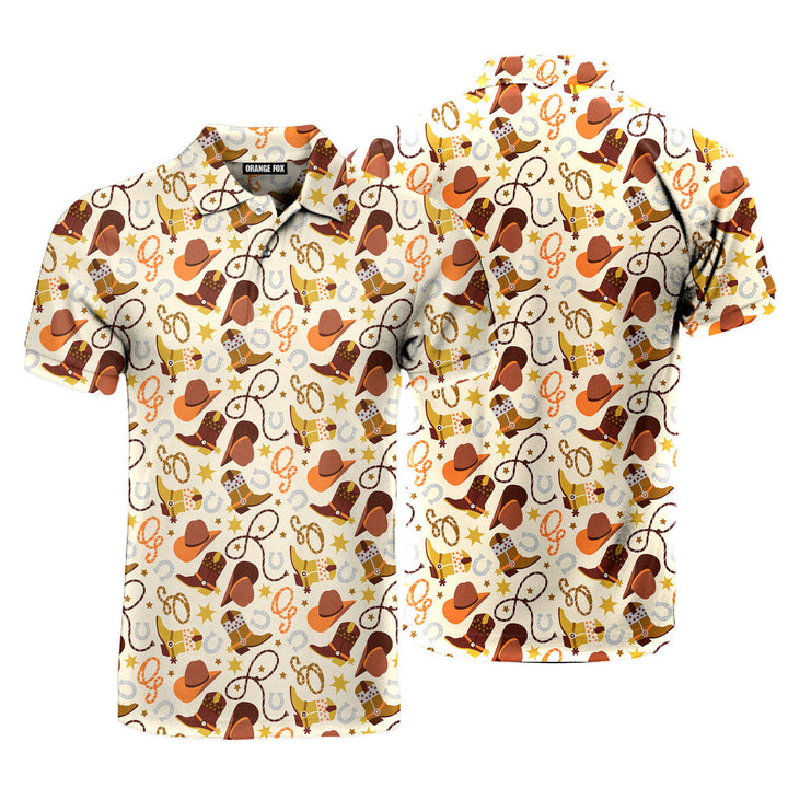 Cowboy Cowgirl - Gift For Western Lovers - Flat Western Items Retro Vintage Polo Shirt For Men
