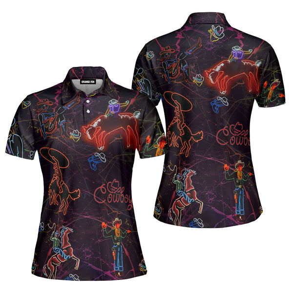 Cowboy - Gift for Women, Cowboy Lovers, Racing Horse Lovers - Neon Colorful Polo Shirt