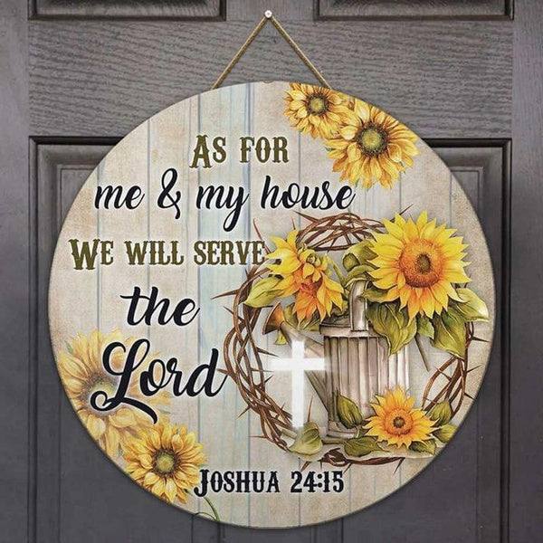 Cross And Sunflower Believe In Jesus Custom Round Wood Sign | Home Decoration | Waterproof | WN1362-Colorful-Gerbera Prints.