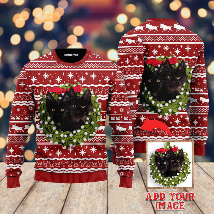 Custom Cat For Cat Lover And Happy Christmas Custom Christmas Sweaters | For Men & Women | UP1037-Gerbera Prints.