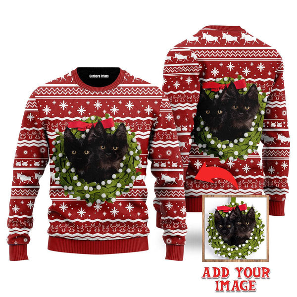 Custom Cat For Cat Lover And Happy Christmas Custom Christmas Sweaters | For Men & Women | UP1037-Colorful-Gerbera Prints.