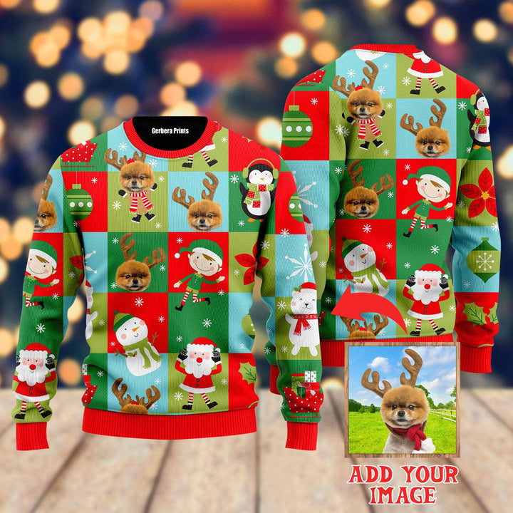 Custom Funny Dog With Christmas Holiday Custom Christmas Sweaters | For Men & Women | UP1040-Gerbera Prints.