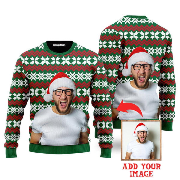 Custom Funny Photo On Old Knit Style Custom Christmas Sweaters | For Men & Women | UP1003-Colorful-Gerbera Prints.