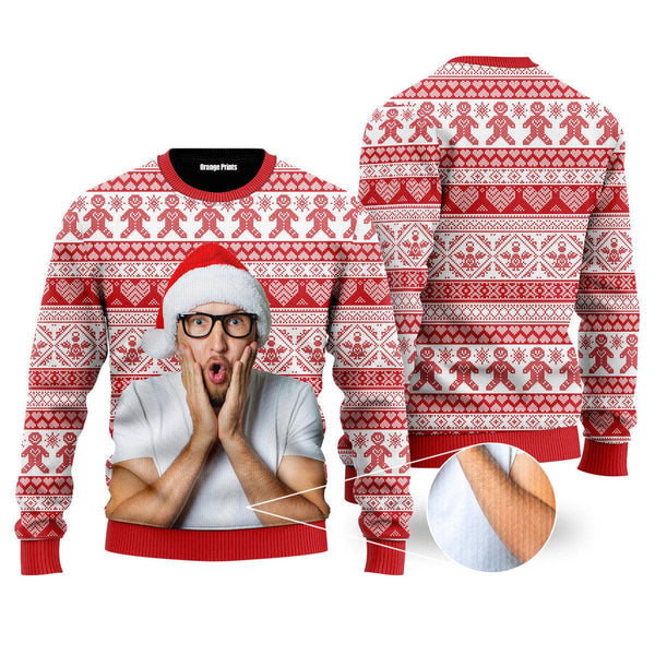 Custom Funny Photo With Red Vintage Custom Christmas Sweaters | For Men & Women | UP1006-Colorful-Gerbera Prints.