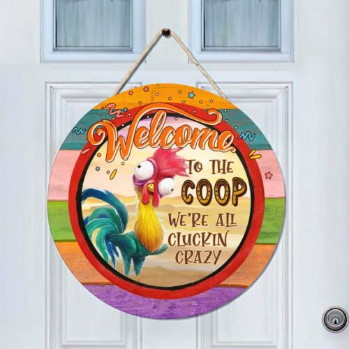 Cute Chicken Round Wood Sign | Home Decoration | Waterproof | WS1325-Gerbera Prints.