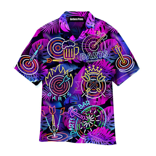 Darts I'm Sexy And I Throw It Neon Tropical Palm Leaves Pattern Purple Aloha Hawaiian Shirts For Men And For Women WT4104