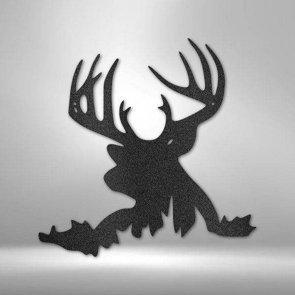 Deer Head Cut Metal Sign | MS1121-Black-Gerbera Prints.