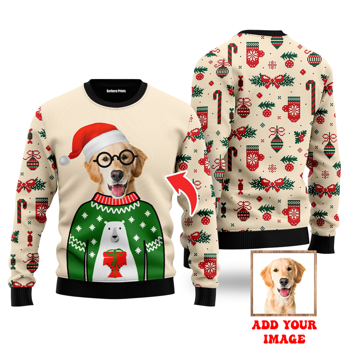 Dog Custom Photo Christmas Custom Christmas Sweaters | For Men & Women | UP1043-Colorful-Gerbera Prints.