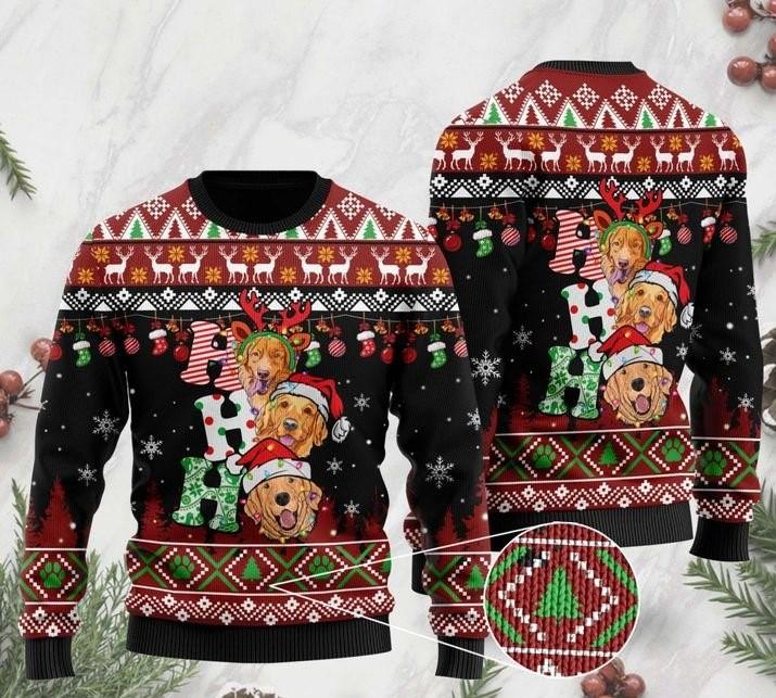 Dog Lover Golden Retriever Ho Ho Ho Ugly Christmas Sweater For Men & Women