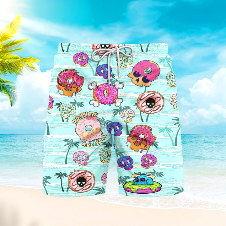 Donuts Are Evil Summer Tropical Beach Shorts For Men