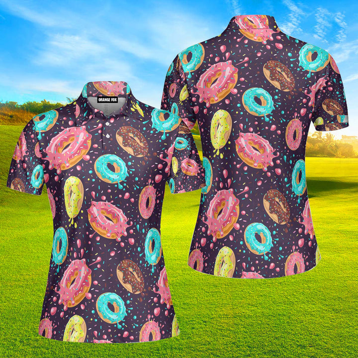 Donuts Chocolate Lemon Blue Mint Polo Shirt For Women