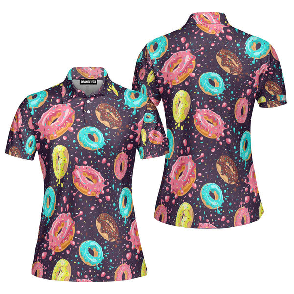 Donuts Chocolate Lemon Blue Mint Polo Shirt For Women