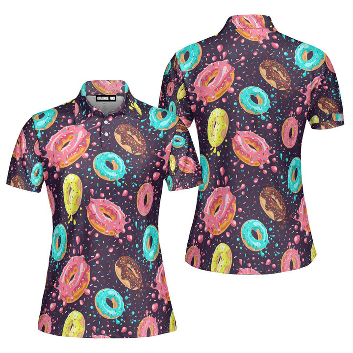 Donuts Chocolate Lemon Blue Mint Polo Shirt For Women