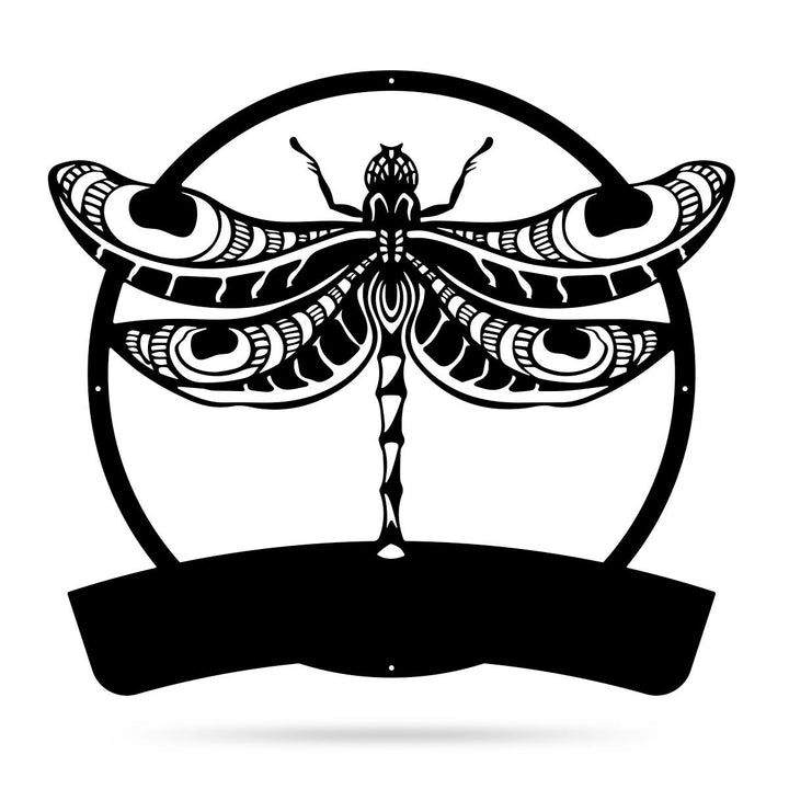 Dragonfly Monogram Custom Cut Metal Sign | MN1074-Gerbera Prints.
