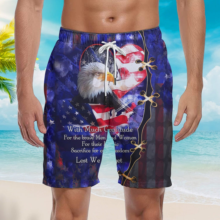 Eagle American Flag Beach Shorts For Men