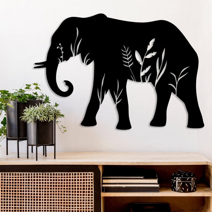 Elephant Cut Metal Sign | MS1175-Black-Gerbera Prints.
