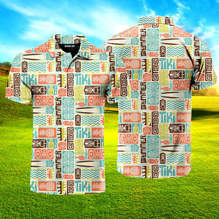 Exotic Tiki Pattern Polo Shirt For Men