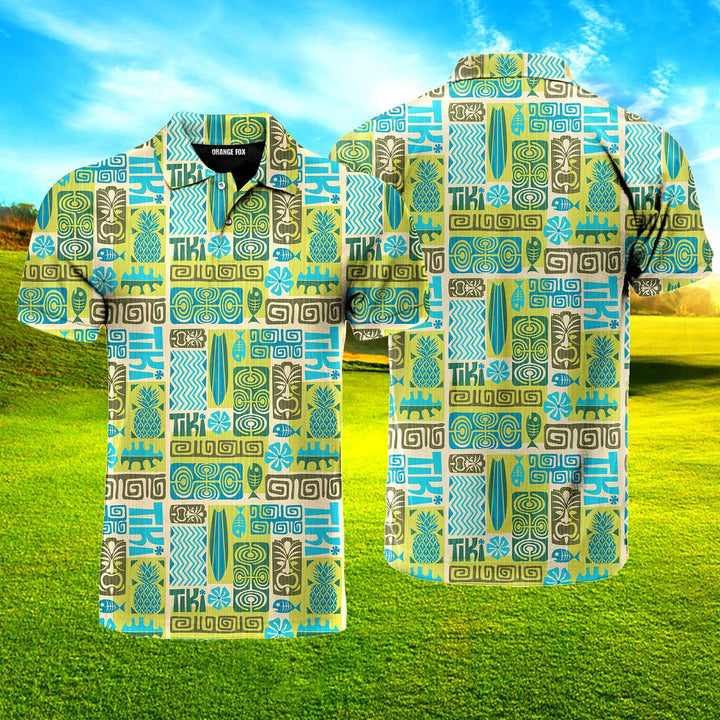 Exotic Tiki Pattern Polo Shirt For Men